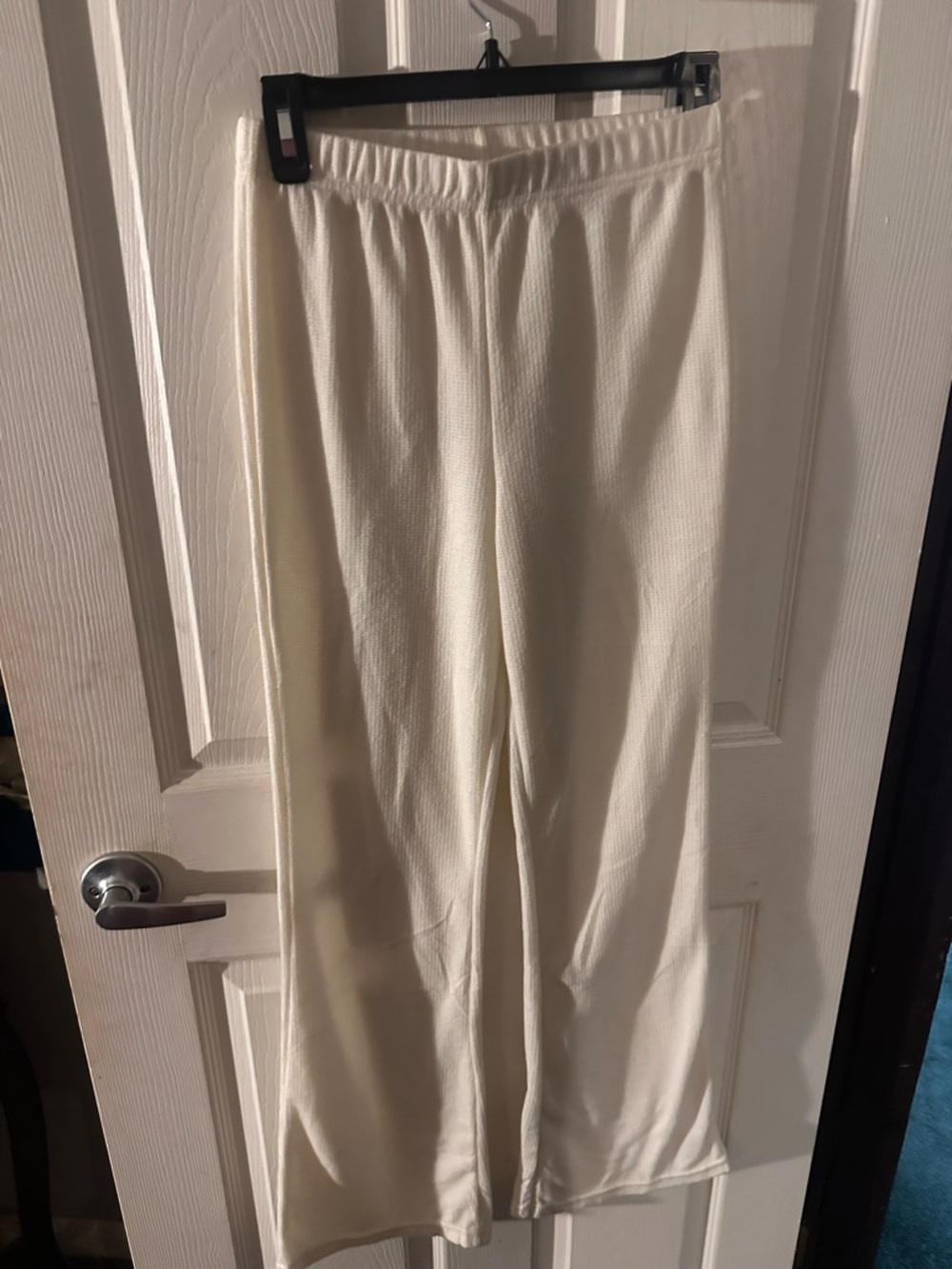 Cream and pink belled woman’s Pants - Comfortable Pull-On Bottoms
